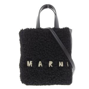 マルニ MARNI 2WAYバッグ ハンドバッグ ショルダーバッグ レザー/ラムファー ブラック SHMP0040L1 美品 新入荷 OB1420｜ronde