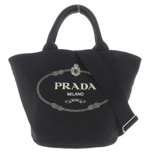 プラダ PRADA カナパ 2WAYバッグ トートバッグ ハンドバッグ キャンバス ブラック 1BG186 中古 新入荷 OB1447｜ronde