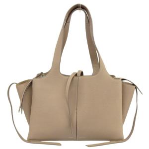 セリーヌ CELINE トライフォールド トートバッグ ハンドバッグ レザー ベージュ 中古 新入荷 OB1536｜ronde