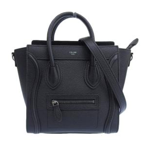 セリーヌ CELINE ラゲージ ナノショッパー  2WAYバッグ ハンドバッグ ショルダーバッグ レザー ブラック 中古 新入荷 OB1596｜ronde