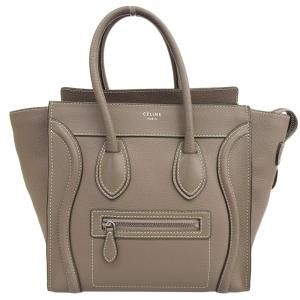 セリーヌ CELINE ラゲージマイクロショッパー ハンドバッグ レザー グレージュ 中古 新入荷 OB1604｜ronde