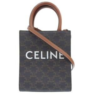 セリーヌ CELINE ミニバーティカル トリオンフ カバ 2WAY ハンドバッグ ショルダー PVC/レザー タン 194372BZK.04LU 中古 新入荷 OB1618｜ronde