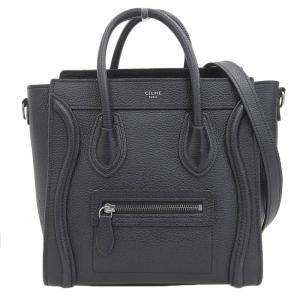 セリーヌ CELINE ラゲージ ナノショッパー 2WAYバッグ ハンドバッグ ショルダーバッグ レザー ブラック 中古 新入荷 OB1729｜ronde