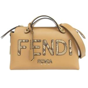 フェンディFENDI バイザウェイ ミディアム 2WAY ハンドバッグ ショルダーバッグ レザー/パイソン ベージュ 8BL146 中古 新入荷 OB1775｜ronde