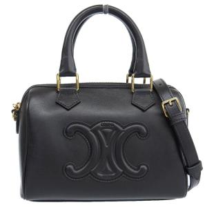 セリーヌ CELINE スモールボストン キュイル トリオンフ ショルダー ハンドバッグ レザー ブラック 113773DU3.38NO 中古 新入荷 OB1779｜ronde