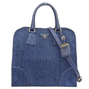 プラダ PRADA 2WAYバッグ ハンドバッグ トートバッグ ショルダーバッグ デニム ブルー BN2254 中古 新入荷 OB1782｜ronde