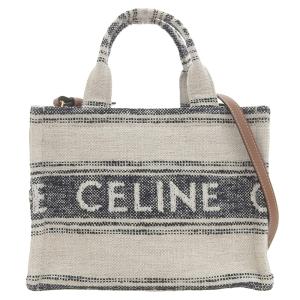 セリーヌ CELINE スモールカバ タイス ハンドバッグ ショルダーバッグ キャンバス/レザー ホワイト/ブラック 199162ERP 中古 新入荷 OB1797