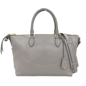 プラダ PRADA 2WAYバッグ ハンドバッグ ショルダーバッグ レザー グレー 1BA104 中古 新入荷 OB1811｜ronde