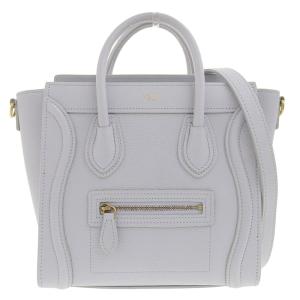 セリーヌ CELINE ラゲージ ナノショッパー 2WAYバッグ ハンドバッグ ショルダーバッグ レザー ブルー系 中古 新入荷 OB1841｜ronde