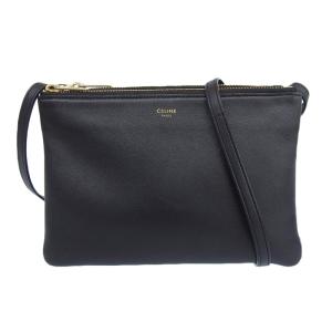 セリーヌ CELINE トリオ ショルダーバッグ 斜め掛けショルダーバッグ レザー ブラック 中古 新入荷 OB1846｜ronde