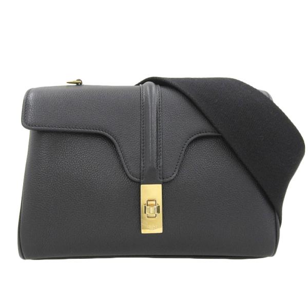 セリーヌ CELINE ティーン ソフト16 ショルダーバッグ 斜め掛けショルダー レザー ブラック...