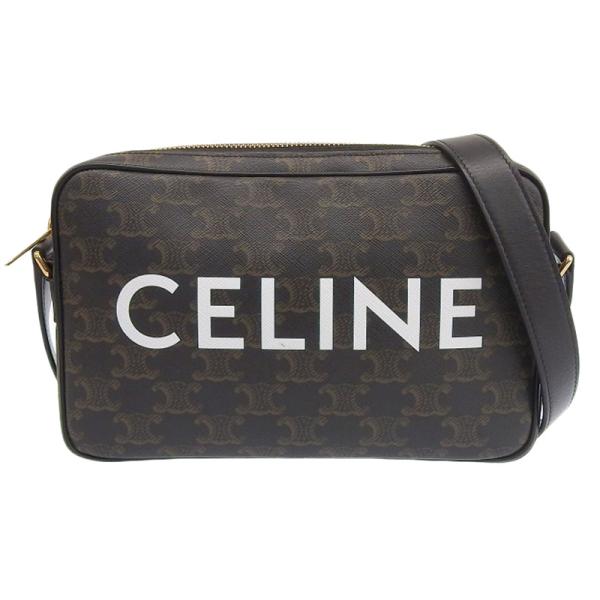 セリーヌ CELINE ミディアムメッセンジャーバッグ ショルダーバッグ トリオンフキャンバス ブラ...