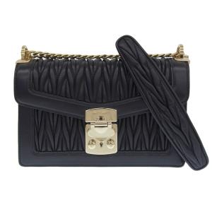ミュウミュウ MIUMIU マテラッセ ショルダーバッグ チェーンショルダー レザー ブラック 5BD083 中古 新入荷 OB2325 miu miu（ミュウミュウ） マテラッセ ショルダーバッグ チェーン