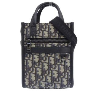 ディオール CHRISTIAN DIOR サファリ ノースサウスミニトート 2WAYショルダーバッグ キャンバス レザー ベージュ 紺 黒 中古 新入荷 OB2574