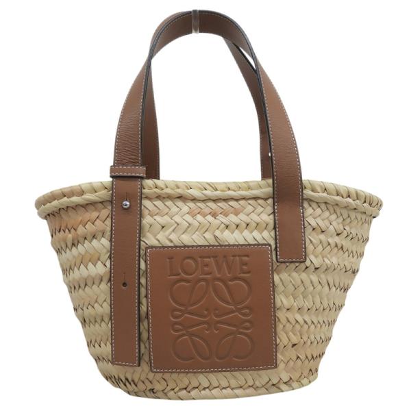 ロエベ LOEWE バスケットバッグ スモール トートバッグ かごバッグ ラフィア/レザー ナチュラ...