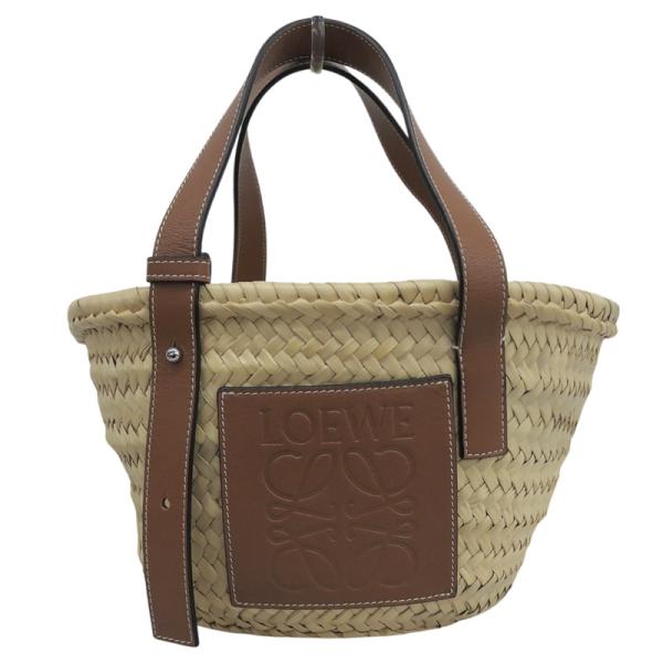 ロエベ LOEWE バスケットバッグ スモール トートバッグ かごバッグ ラフィア/レザー ナチュラ...