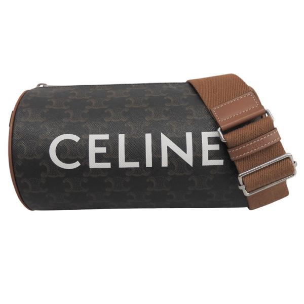 セリーヌ CELINE トリオンフ シリンダー ショルダーバッグ PVC レザー ブラウン 中古 新...