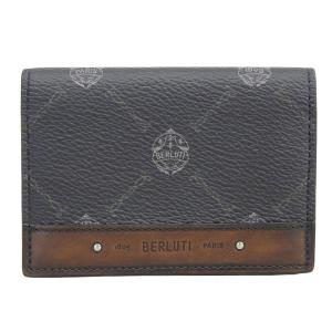 ベルルッティ BERLUTI カードケース 名刺入れ PVC レザー ブラック ブラウン 中古 新入荷 OBB0522｜ronde