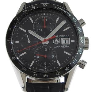 タグホイヤー TAG HEUER カレラ クロノグラフ メンズ 自動巻き 腕時計 SS 革 ブラック文字盤 CV201AK 中古 新入荷 OW0264｜ronde