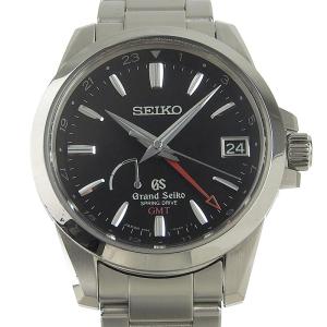 セイコー SEIKO 時計 グランドセイコー スプリングドライブ GMT メンズ 自動巻き 腕時計 SS ブラック文字盤 SBGE013 中古 新入荷 OW0329｜ronde