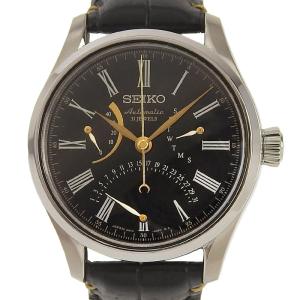 セイコー SEIKO プレザージュ メンズ 自動巻き 腕時計 SS/革 漆ダイヤル ブラック文字盤 SARD011 美品 新入荷 OW0416｜ronde