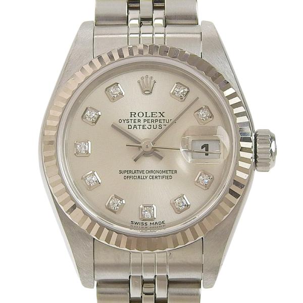 ロレックス ROLEX デイトジャスト レディース 自動巻き 腕時計 SS/WG 10Pダイヤ シル...