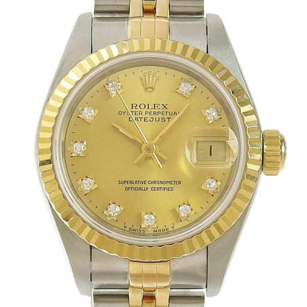 ロレックス ROLEX デイトジャスト レディース 自動巻き 腕時計 SS/YG 10Pダイヤ シャ...