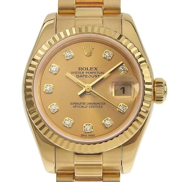 ロレックス ROLEX デイトジャスト レディース 自動巻き K18YG 10Pダイヤモンド シャン...