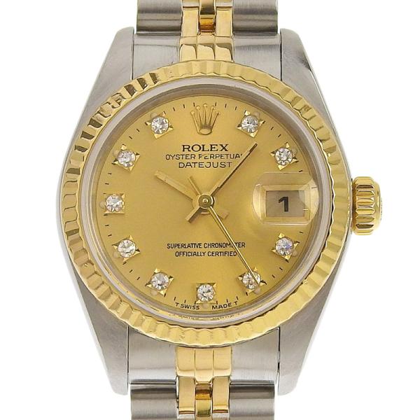 ロレックス ROLEX デイトジャスト レディース 自動巻き SS/YG 10Pダイヤ シャンパン文...