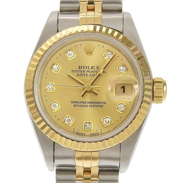 ロレックス ROLEX デイトジャスト レディース 自動巻き SS/YG 10Pダイヤ シャンパン文...