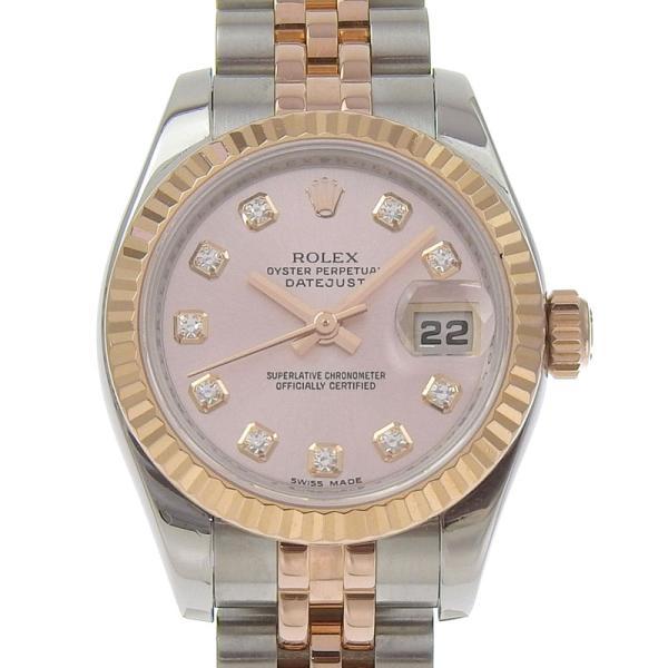 ロレックス ROLEX デイトジャスト レディース 自動巻き 腕時計 SS/PG 10Pダイヤ ピン...