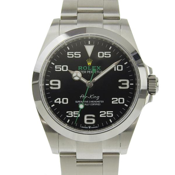 ロレックス ROLEX エアキング メンズ 自動巻き 腕時計 SS ブラック文字盤 ランダム番 20...