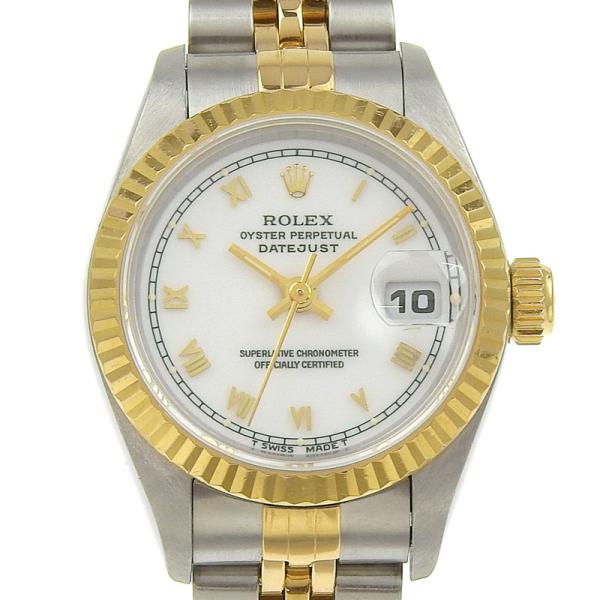 ロレックス ROLEX デイトジャスト レディース 自動巻き 時計 SS/YG ホワイトローマン ホ...