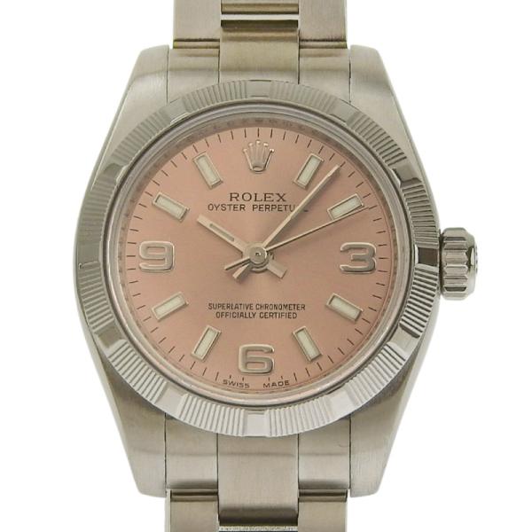 ロレックス ROLEX オイスターパーペチュアル レディース 自動巻き 腕時計 SS ピンク文字盤 ...