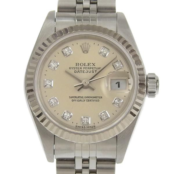 ロレックス ROLEX 腕時計 デイトジャスト レディース 自動巻 SS/WG 10Pダイヤ シルバ...