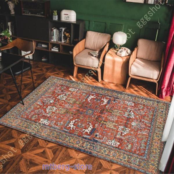 ラグ カーペット ラグマット グリーン オレンジ 曼荼羅 ボヘミアン サイケデリック 複雑なデザイン...