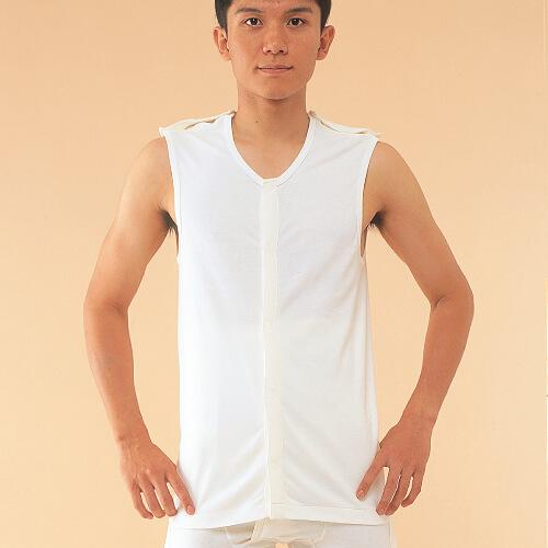 日本製 ワンタッチ肌着 ランニング マジック式  エジプト綿 ノースリーブ 男女兼用 メンズ レディ...