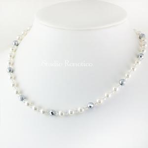 磁気ネックレス おしゃれ レディース ロノティコ Ronotico　silver925 オーストリア製クリスタルパールのキラキラ 女性 日本製 (6ｍｍアジャスター)