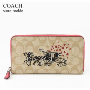 Coach コーチ ホース アンド ハート 長財布 キャリッジ アップリケ アコーディオン ウォレット プリント アウトレット アンド カーキ ポピー Coach411 Store Rookie ラウンド大特価