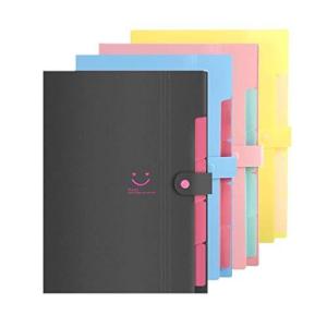 ドキュメントファイル 4枚セット 書類収納ボックス 5ポケット ファイルケース A4 スナップ式 防水 ポケットバッグ クリアファイル 書類整理 分類