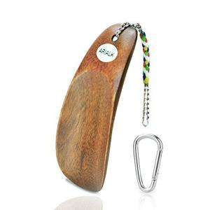 ARIALK  靴べら 木製 携帯用 くつべら 短ヘラ 軽量 キーホルダー 付き 携帯