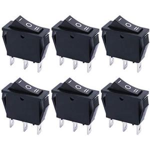 mxuteuk 6個スナップインボートロッカースイッチトグルパワーSPDT オン/オフ/オン 3ピンAC 250V 15A 125V 20A 自動車オ
