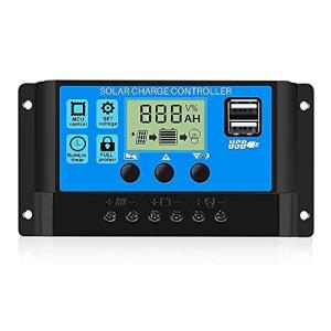 RUIZHI 12V / 24Vソーラー充電コントローラー20ALCDディスプレイ ソーラーパネルインテリジェントコントローラー5V デュアルUSBポ