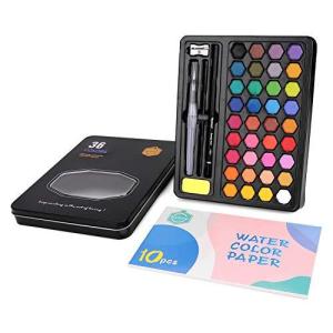 固体水彩 絵の具 36色 水彩画 お絵描き スケッチ イラスト 美術用品 いい溶解性 持ち運び 旅行 学校 初心者 専門家 学生 誕生日 プレゼント S マックス商会 通販 Yahoo ショッピング