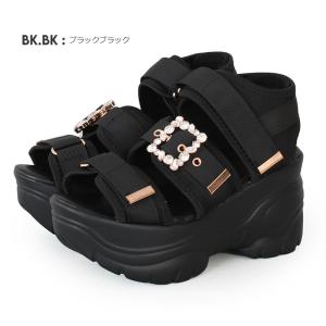 ビジューバックル ベルクロ 9cm 厚底 スニ...の詳細画像3