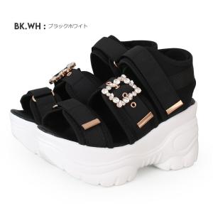 ビジューバックル ベルクロ 9cm 厚底 スニ...の詳細画像4