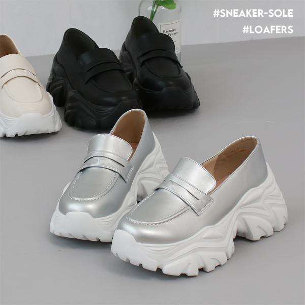 ローファー パンプス 厚底 ダッドソール スニーカーソール レディース きれいめ シンプル 通勤 通...