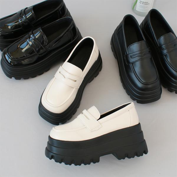 ブラックソール ローファー パンプス 厚底 レディース きれいめ シンプル 歩きやすい 黒 白 le...