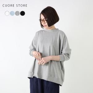 CUORE STORE クオレストア プルオーバー モックネック リブ使い ゆったり ワイド 長袖 体型カバー 5418004 レディース ナチュラル カジュアル 無地 綿 春 秋 冬｜room0616