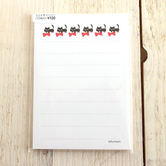 メモ帳 ネコとリボン A7 罫線 猫 リボン ミニ